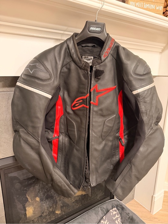 Alpinestars Other - Alpinestars Black Leather Jacket with Red Logo